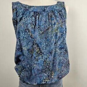 Santiki Batik Blue Floral Top Large